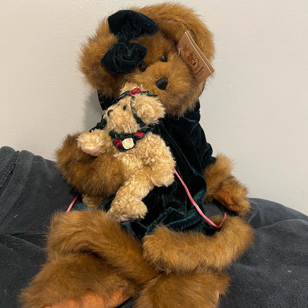 Bearington Collection Brown Bear with Velvet Coat and Tiny Teddy